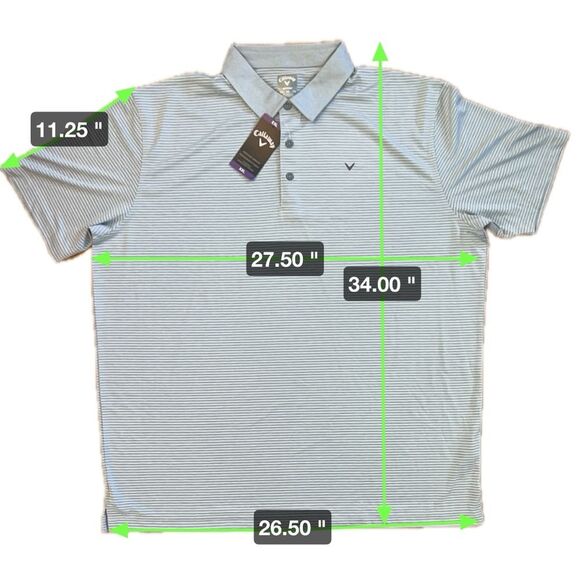 NWT Callaway Opti-Dri Performance Golf Shirt  Size XXL  Light Grey Moisture Wick - Picture 9 of 9